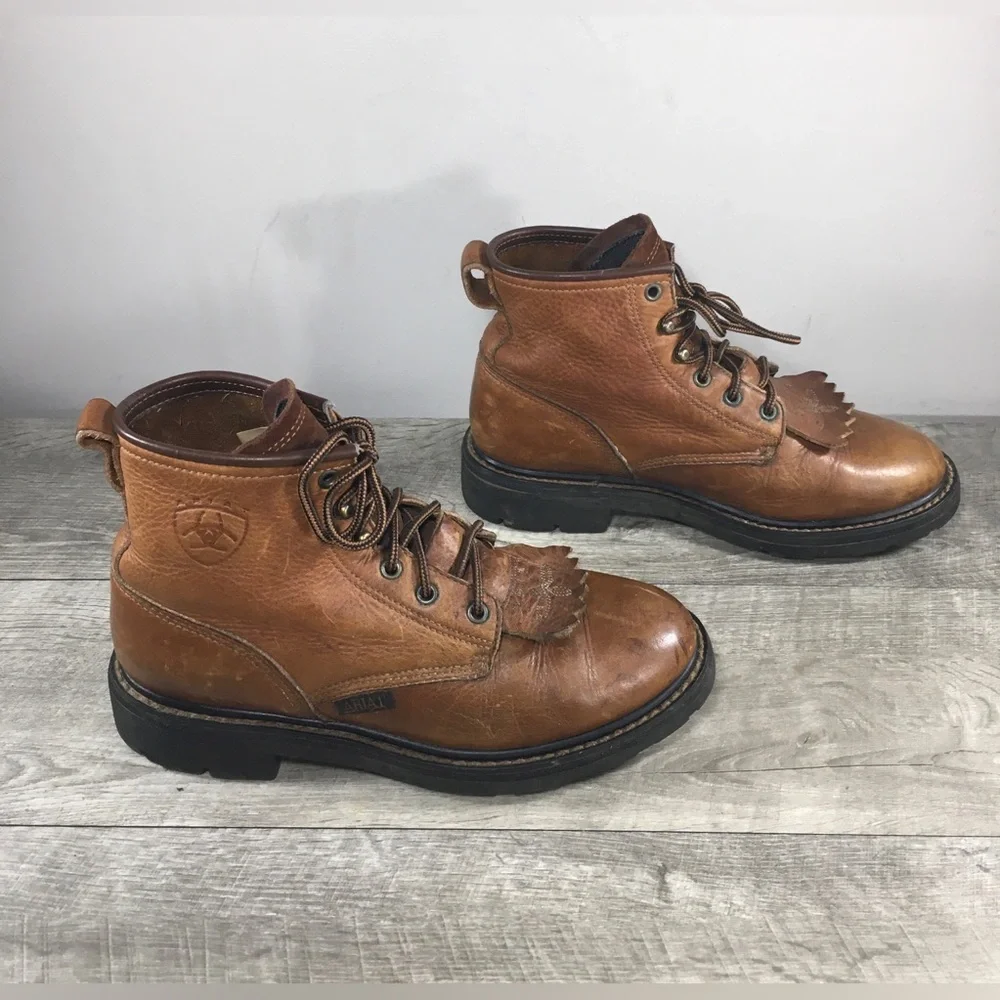 Ariat Women’s Cascade ATS Lace Up Work Boots Roper Kiltie 31080 Vintage Size 7.5 - Picture 3 of 11